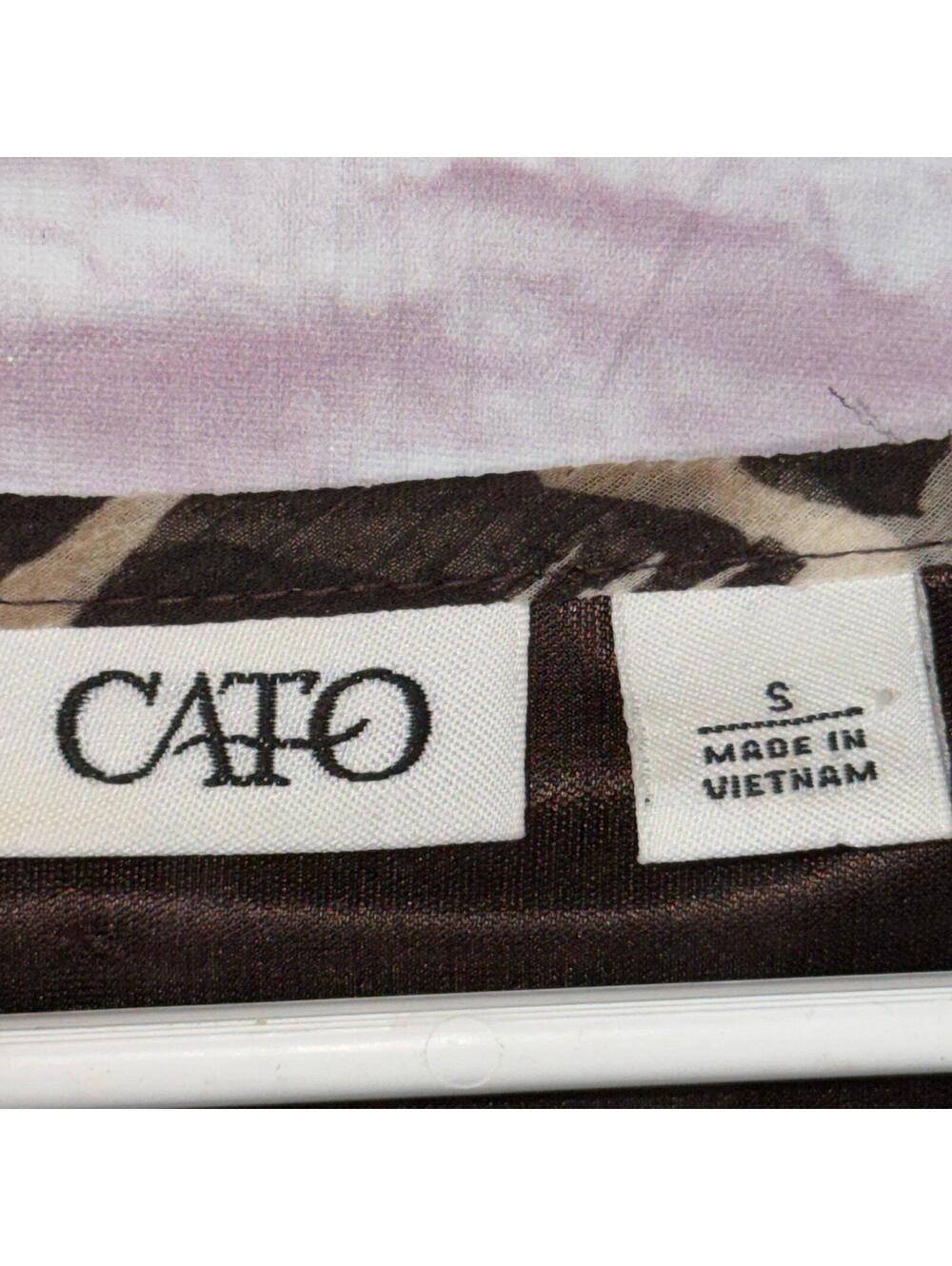 Cato Women’s Brown Abstract Print Ruffle Sleeveless Blouse Size Small - Picture 6 of 9